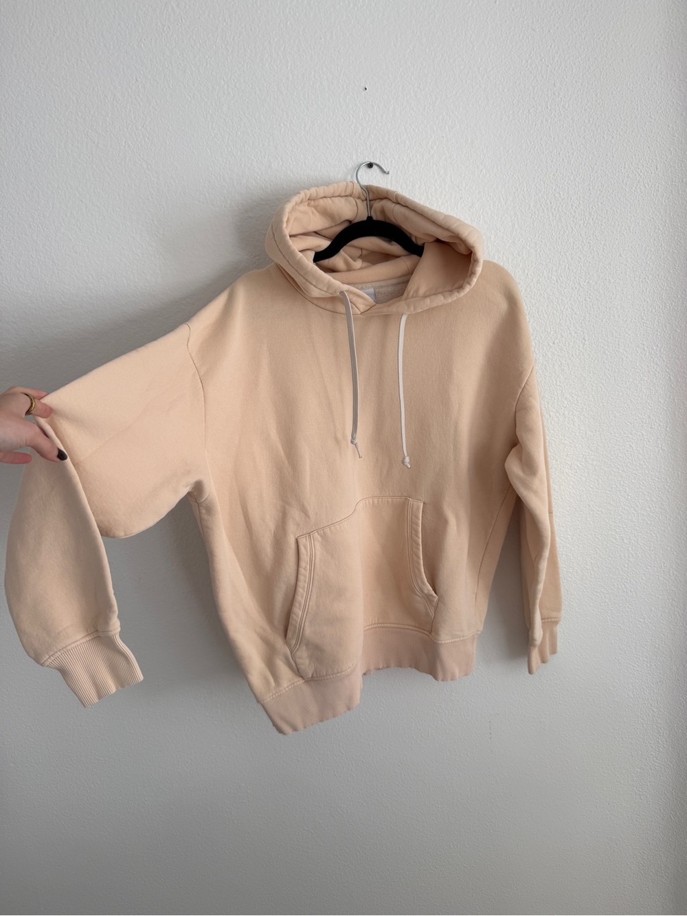 Zara Men's Peach Pullover Hoodie